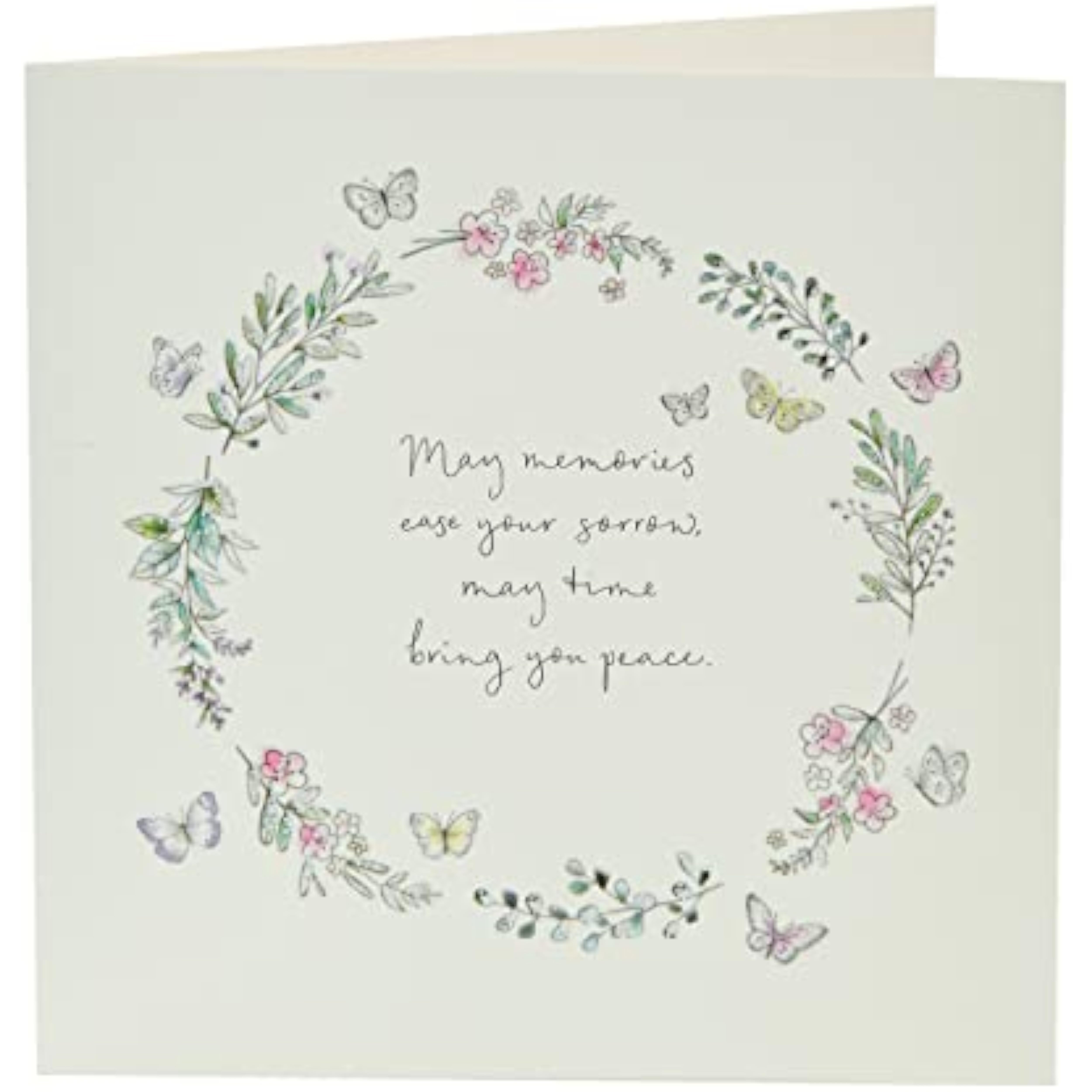 Sympathy Card with Sentimental Verse and Lovely Floral Butterfly Design
