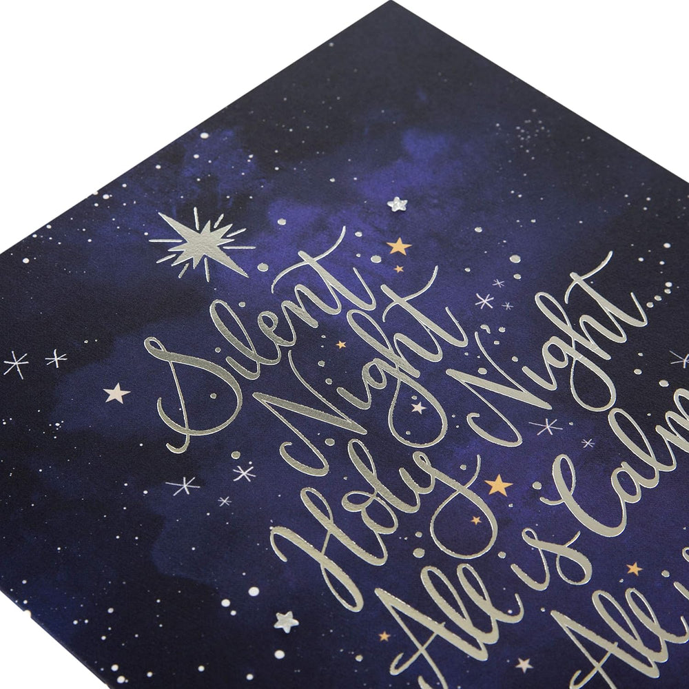 Peaceful Silent Night Christmas Greeting Card with Elegant Seasonal Design and Heartfelt Wishes