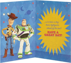 Buzz LightYr Birthday Card - Toy Story Birthday Card - Pixar Birthday Card - Disney Birthday Card for Boys - Badge Included, Multi (697480-0-1)