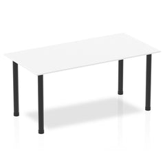 Dynamic Impulse 1600mm Straight Table White Top Black Post Leg BF00377 DD