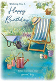 Paper Rose General Male Birthday Card for Men - Deckchair in Sunny Garden - 'Relax and Enjoy Your Special Day' - Gold Foil Finish - Eco-Friendly & Recyclable