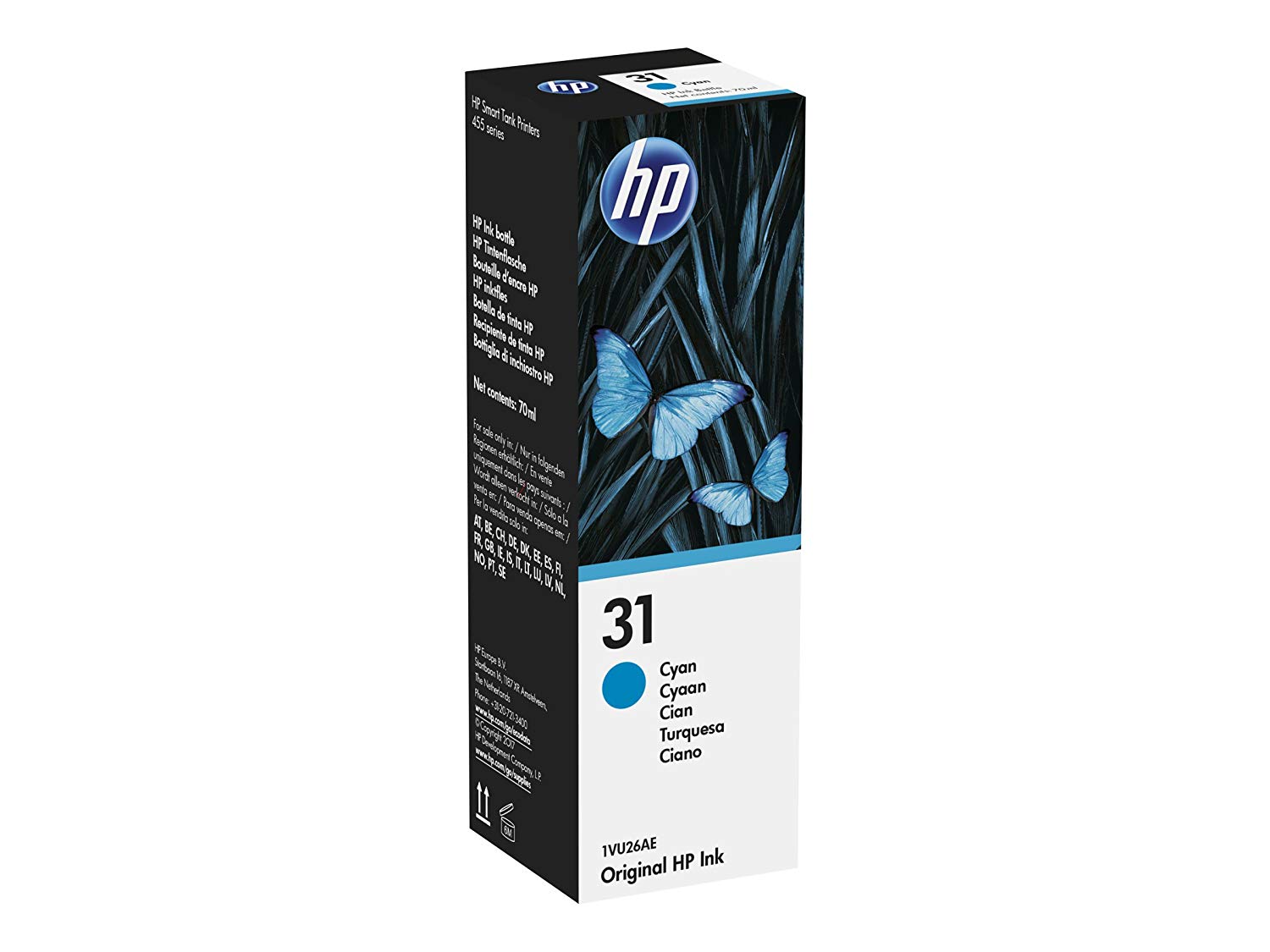 HP 31 Cyan Standard Capacity Ink Bottle - 1VU26AE