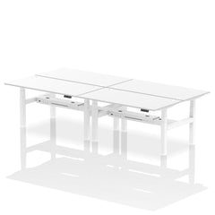 Dynamic Air Back-to-Back W1600 x D800mm Height Adjustable Sit Stand 4 Person Bench Desk With Cable Ports White Finish White Frame - HA02422 DD