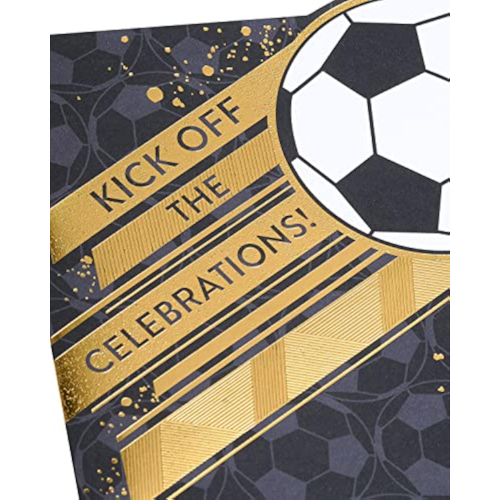 Black & Gold Football Design Birthday Card