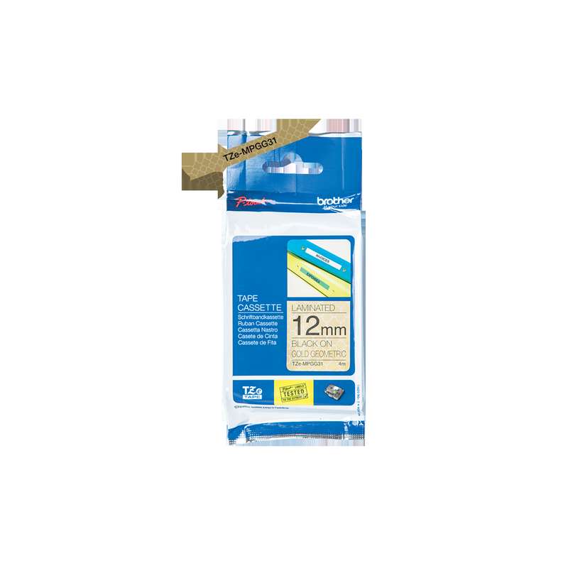 Brother Gold Geometric Pattern Tape 12mm x 4m - TZEMPGG31