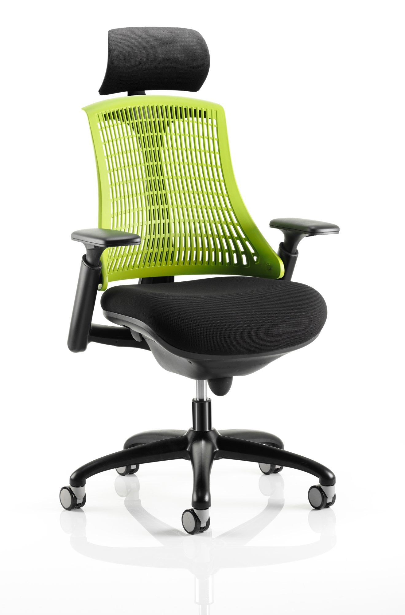 Flex Chair Black Frame With Green Back With Headrest KC0106 DD