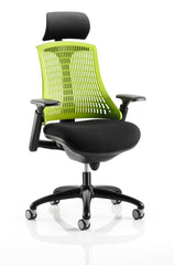 Flex Chair Black Frame With Green Back With Headrest KC0106 DD
