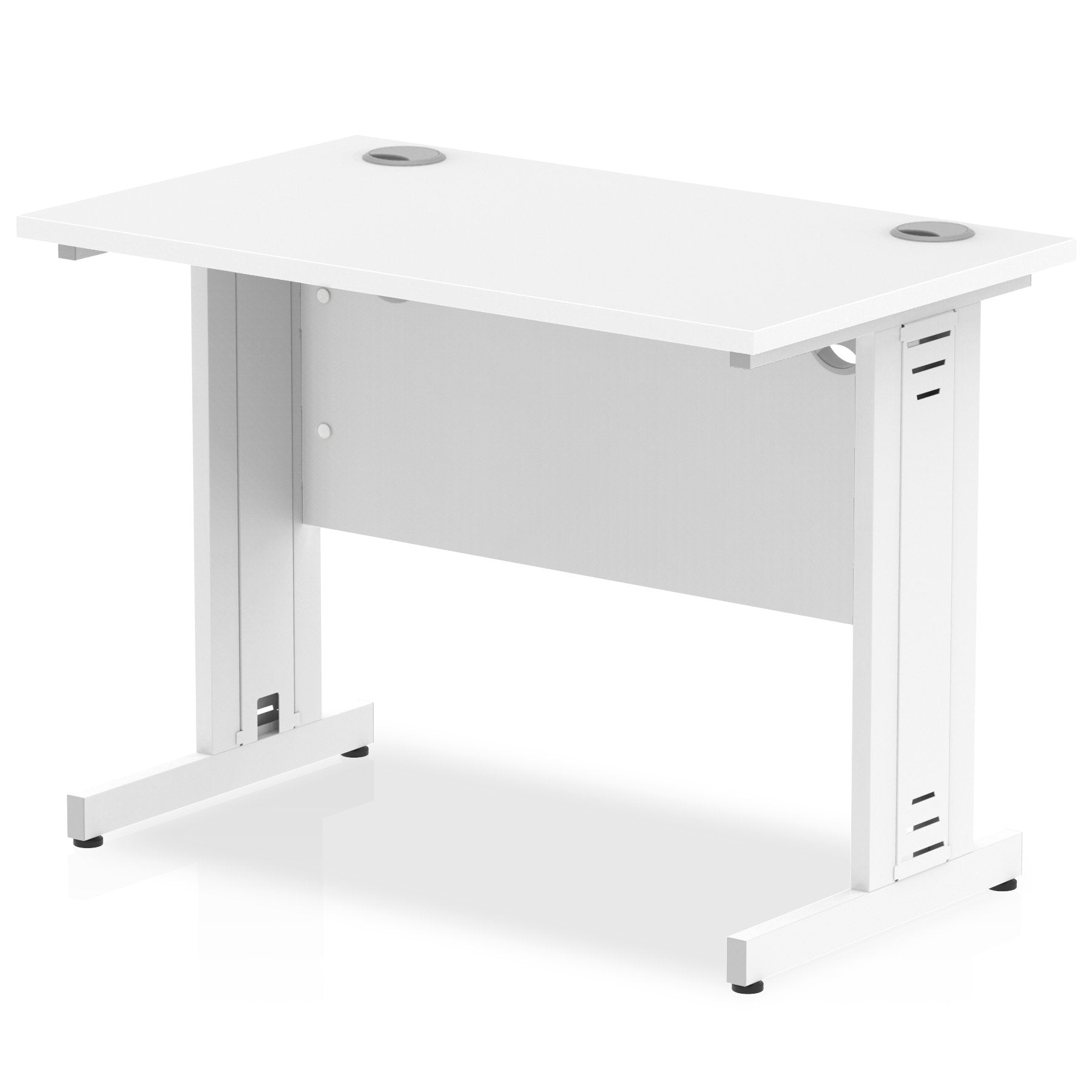 Impulse 1000 x 600mm Straight Desk White Top Silver Cable Managed Leg MI002275 DD