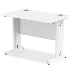Impulse 1000 x 600mm Straight Desk White Top Silver Cable Managed Leg MI002275 DD