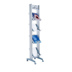 Fast Paper Corner Mobile Literature Display 4 Shelves Grey - F2432TT35 DD