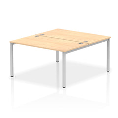 Impulse Back-to-Back 2 Person Bench Desk W1400 x D1600 x H730mm With Cable Ports Maple Finish Silver Frame - IB00114 DD