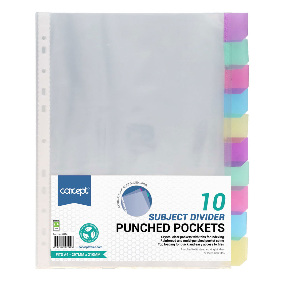A4 Subject Divider Punched Pockets - 10 Part