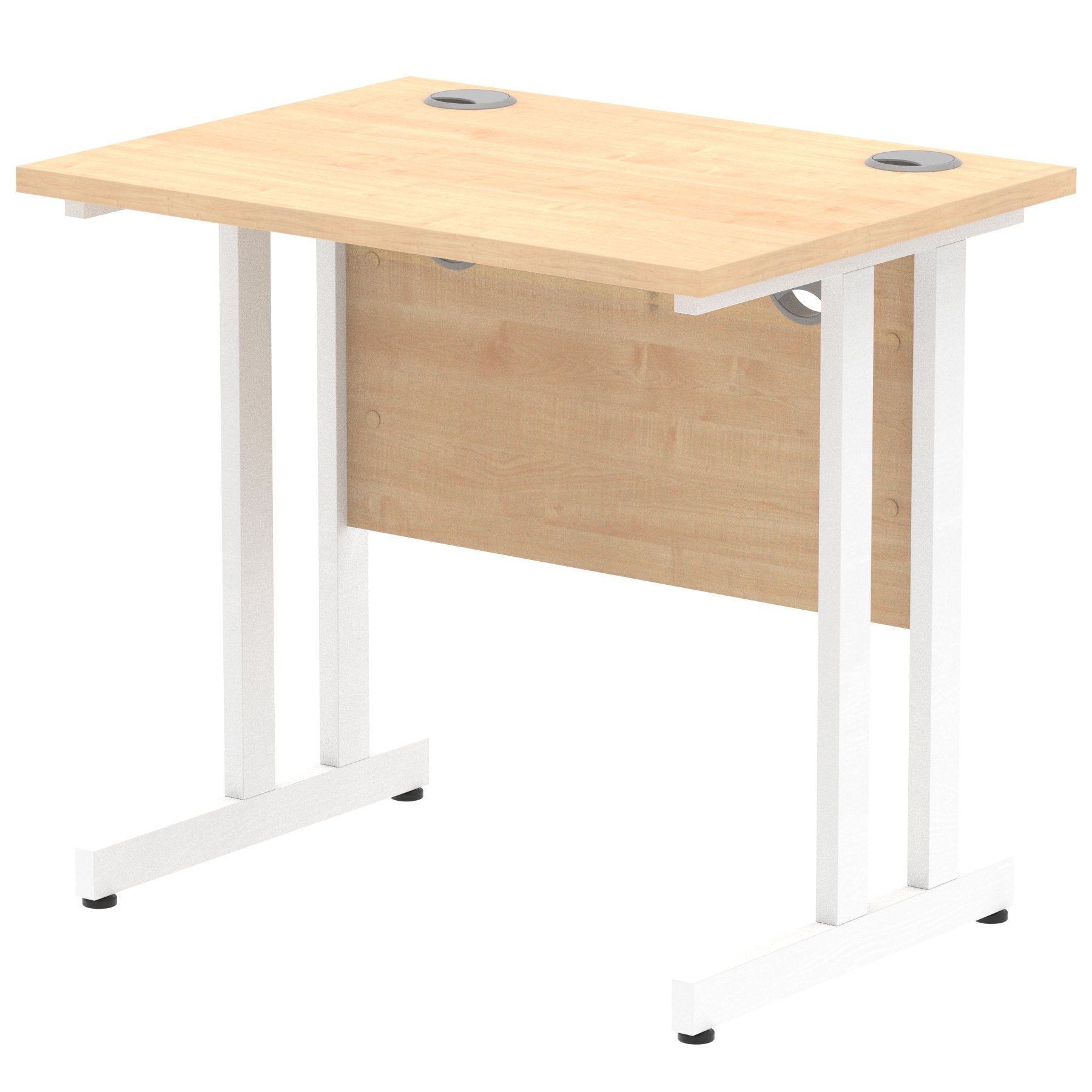 Impulse 800 x 600mm Straight Desk Maple Top White Cantilever Leg MI002900 DD