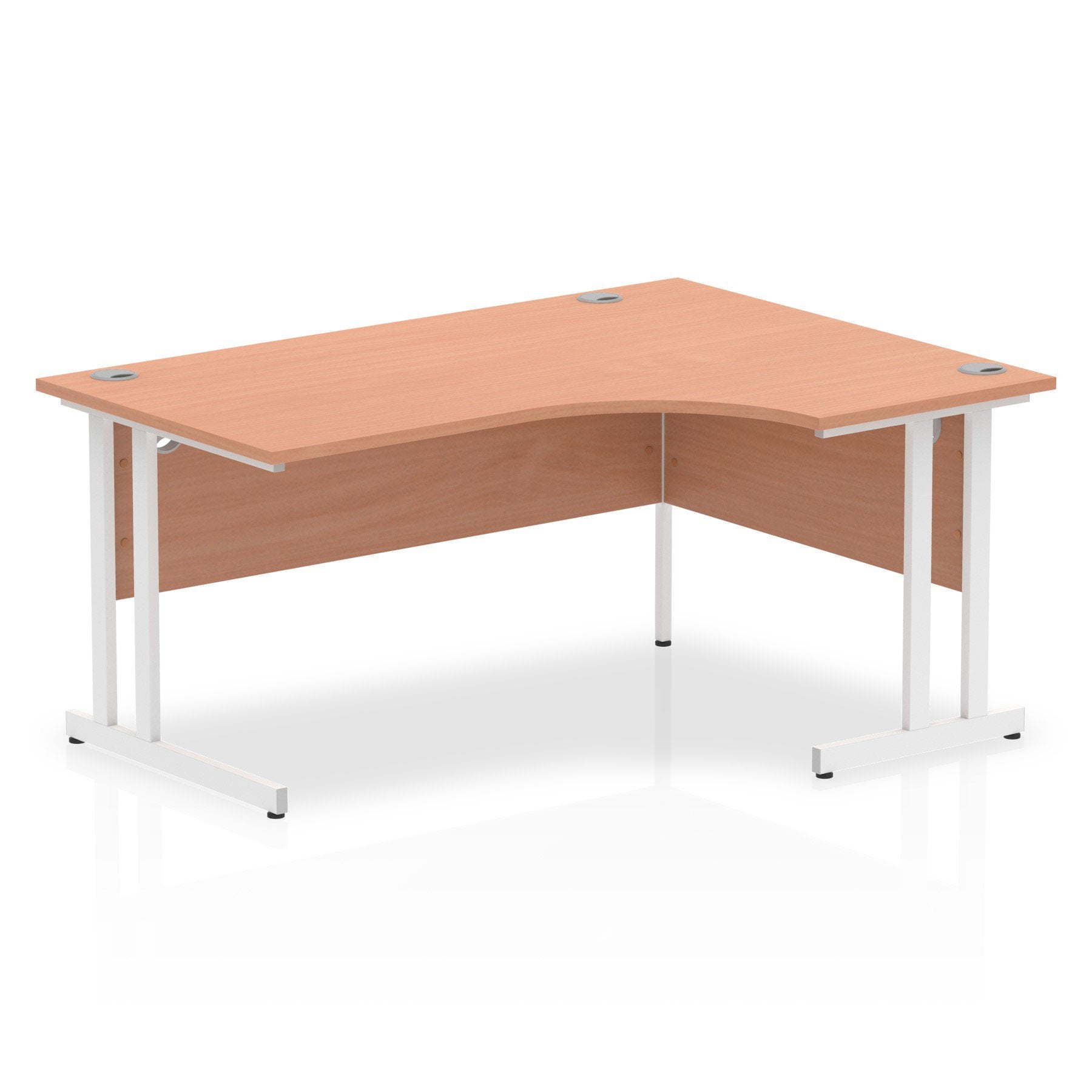 Impulse Contract Right Hand Crescent Cantilever Desk W1600 x D1200 x H730mm Beech Finish/White Frame - I001876 DD