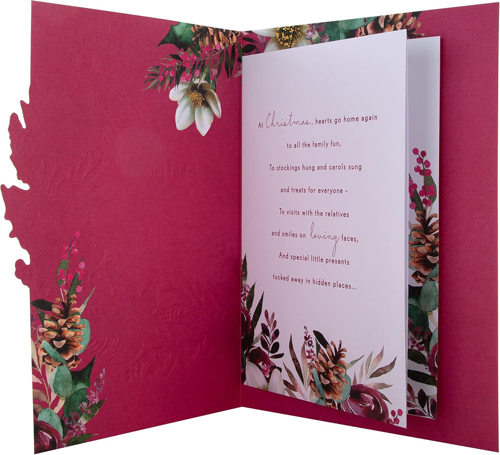 Boxed Christmas Card for Mum – Traditional Wreath and Verse Festive Design