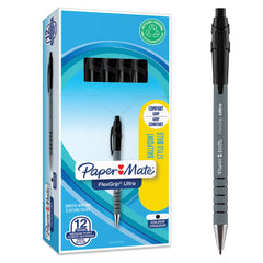 Paper Mate Flexgrip Ultra Retractable Ballpoint Pen 1.0mm Tip 0.5mm Line Black (Pack 12) - S0190393