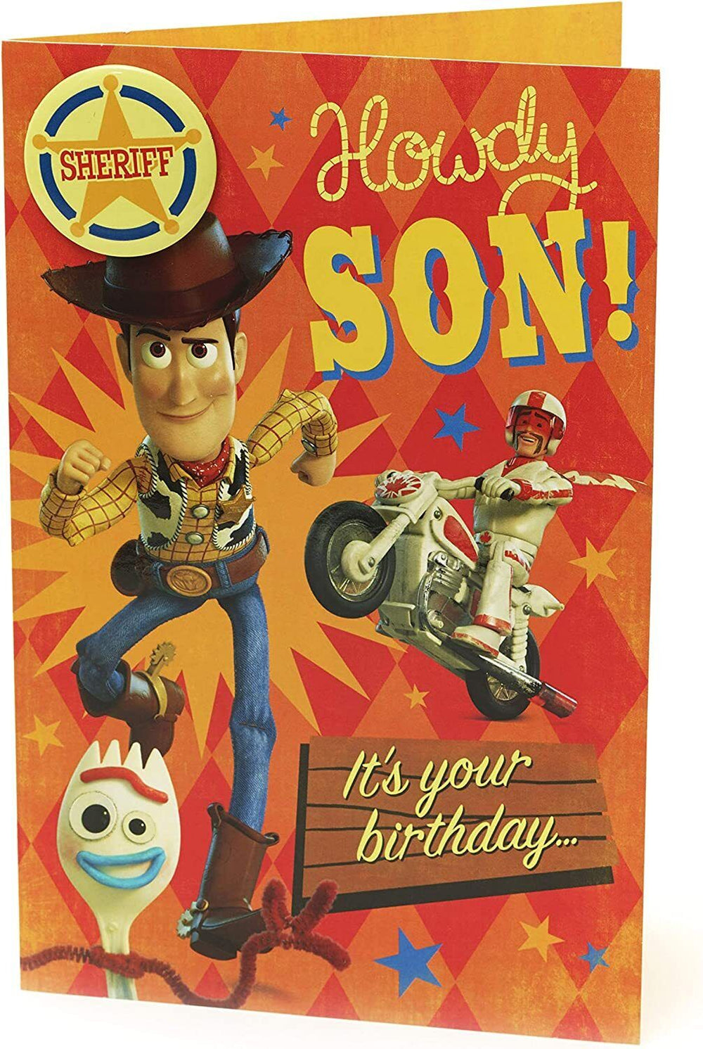 Disney's Toy Story 4 Son Birthday Card include Badge