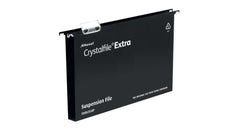 Rexel Crystalfile Extra Foolscap Suspension File Polypropylene 30mm Black (Pack 25) 3000081