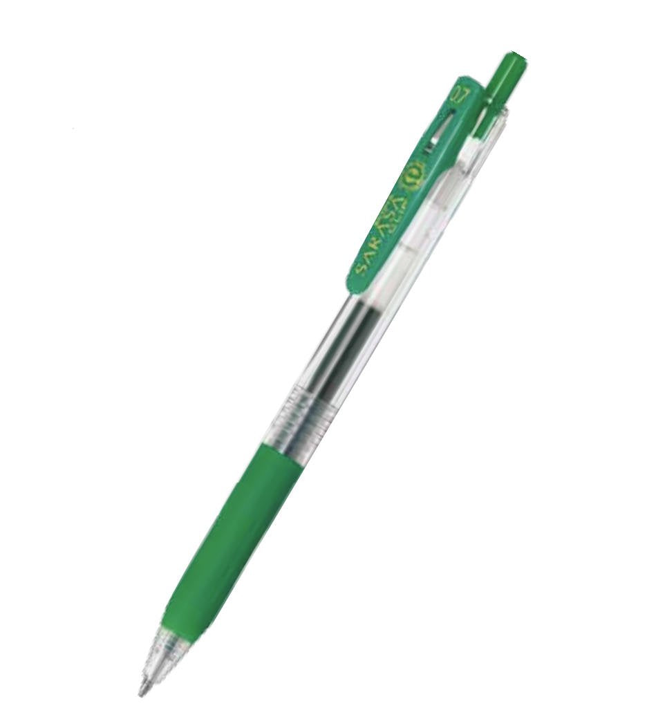 Zebra Sarasa Clip Eco 76% Recycled Gel Pen Medium Point Green (Pack 12) - 14325