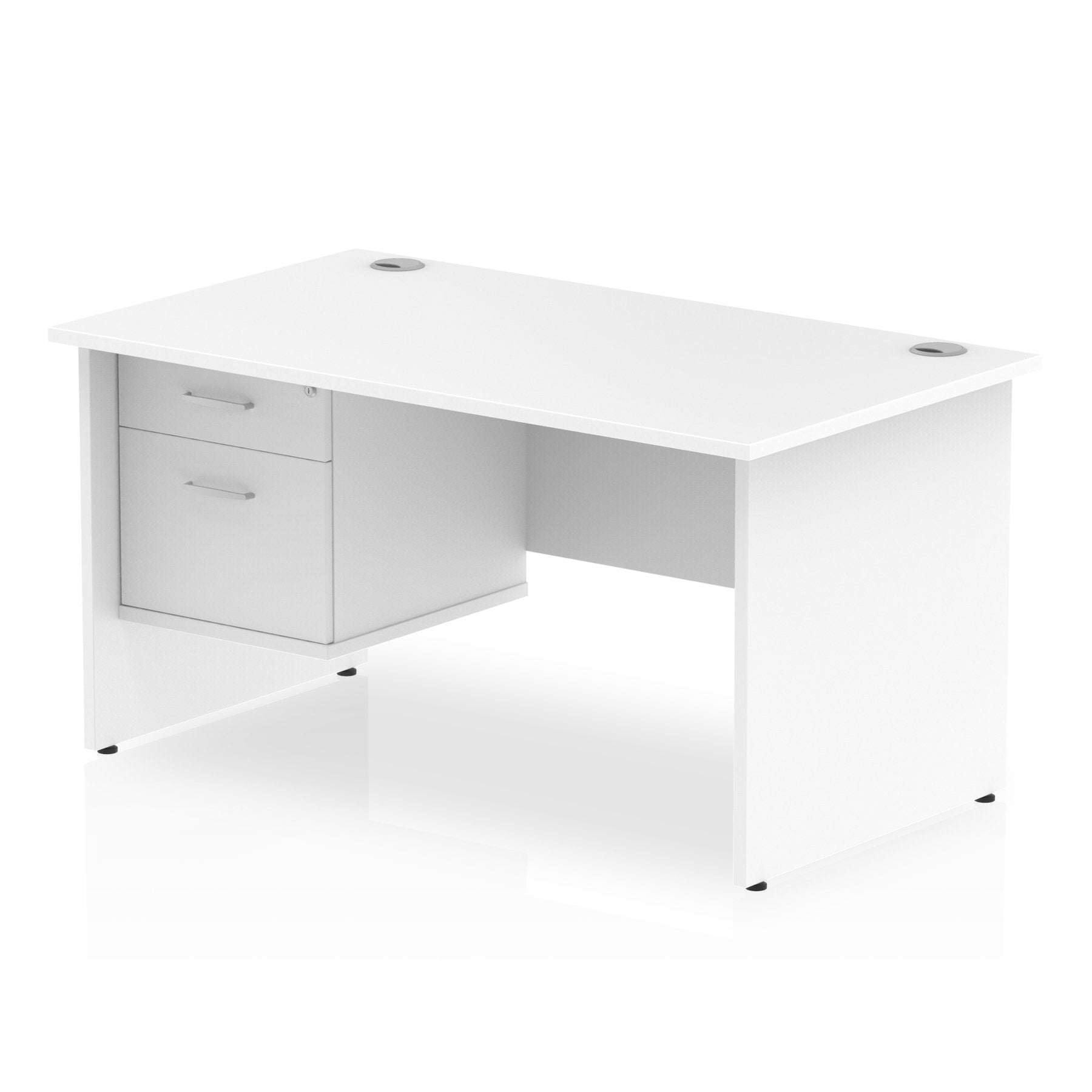Dynamic Impulse W1400 x D800 x H730mm Straight Office Desk Panel End Leg With 1 x 2 Drawer Fixed Pedestal White Finish - MI002251 DD