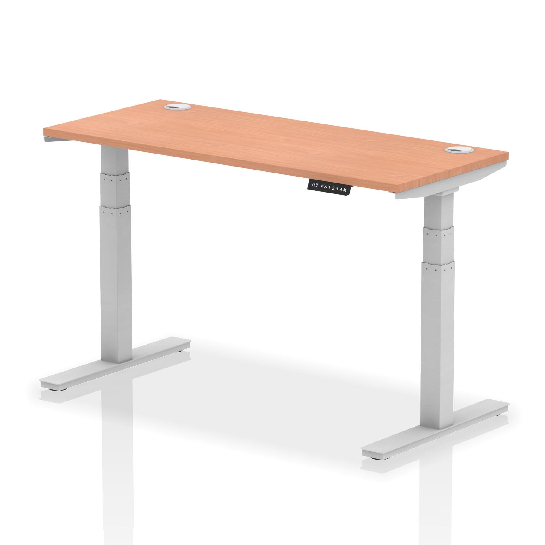 Dynamic Air 1400 x 600mm Height Adjustable Desk Beech Top Cable Ports Silver Leg HA01122 DD