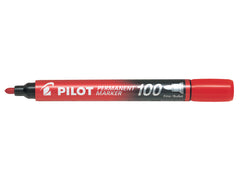 Pilot 100 Permanent Marker Bullet Tip Fine 1.0mm Line Red (Pack 12) - 4902505511103