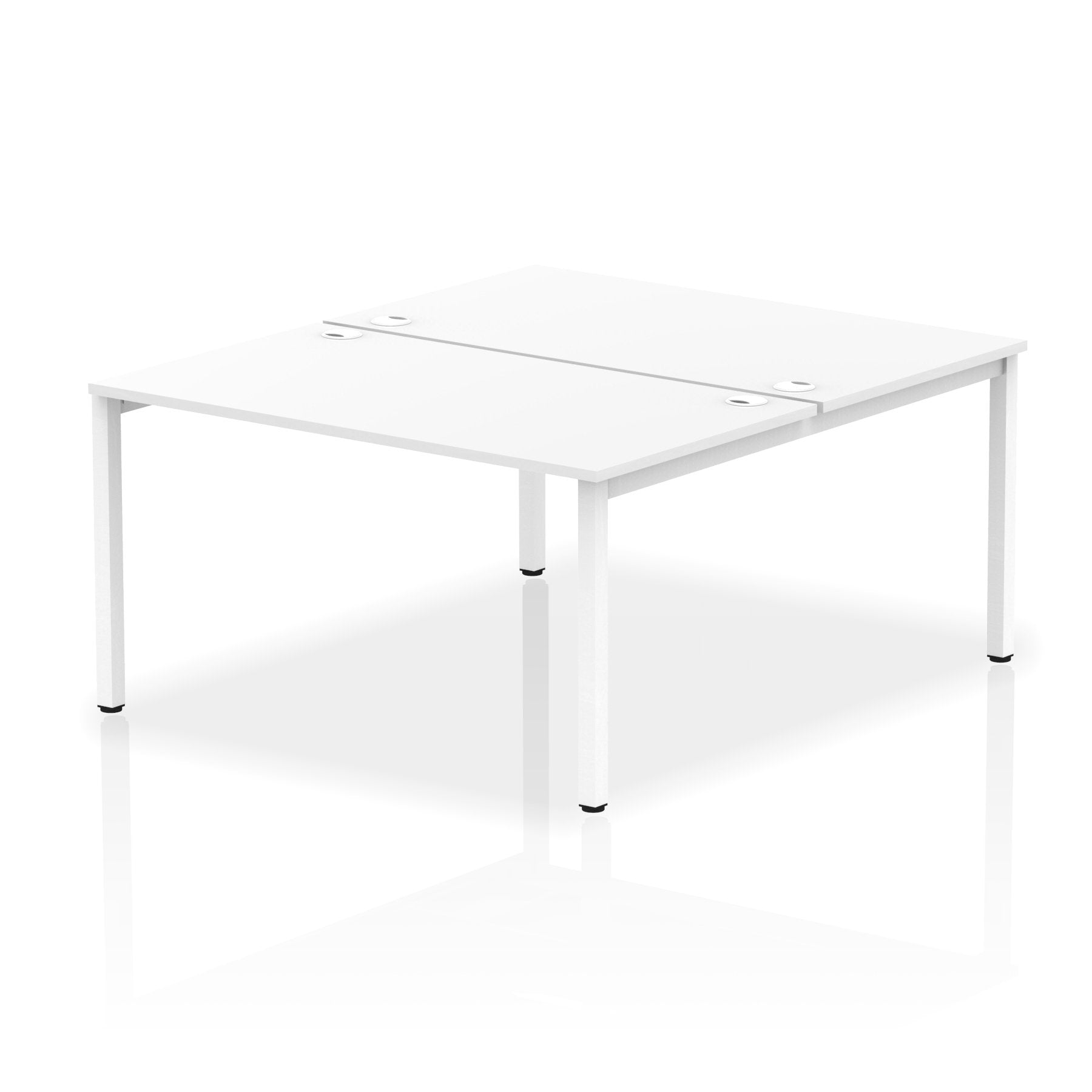 Impulse Back-to-Back 2 Person Bench Desk W1400 x D1600 x H730mm With Cable Ports White Finish White Frame - IB00123 DD