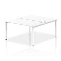 Impulse Back-to-Back 2 Person Bench Desk W1400 x D1600 x H730mm With Cable Ports White Finish White Frame - IB00123 DD