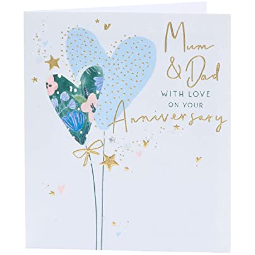 Pretty Hearts Design Mum & Dad Anniversary Card