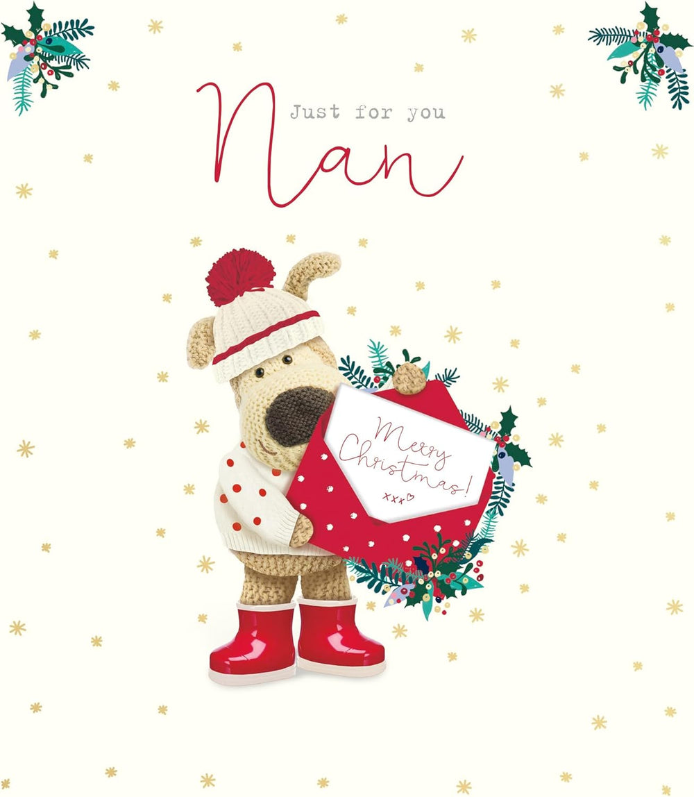 Boofle Christmas Card for Nan – Cute Open Envelope Festive Design