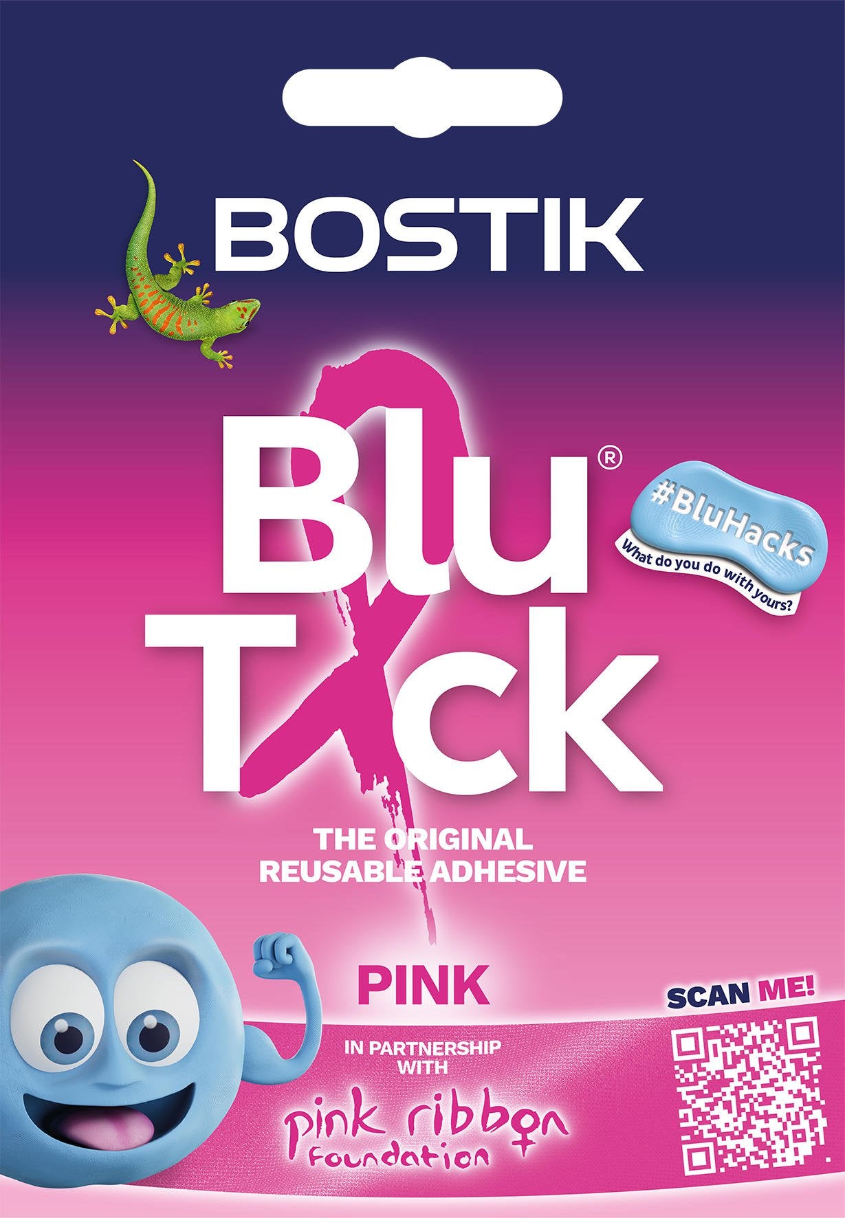 Bostik Blu Tack Original Reusable Adhesive Handy Pack 45g Pink (Pack 12) - 30605530