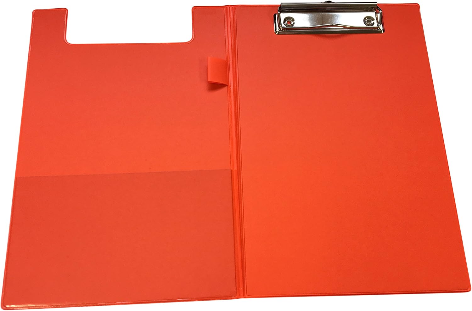 A5 Neon Orange Foldover Clipboard with Pen Holder
