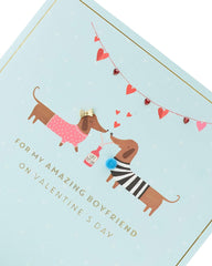 Boyfriend Valentines Day Card With Envelope - Sausage Dog Couple Design