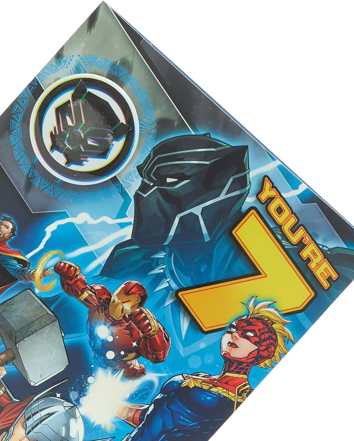 Marvel Avengers 7th Birthday Card with Badge