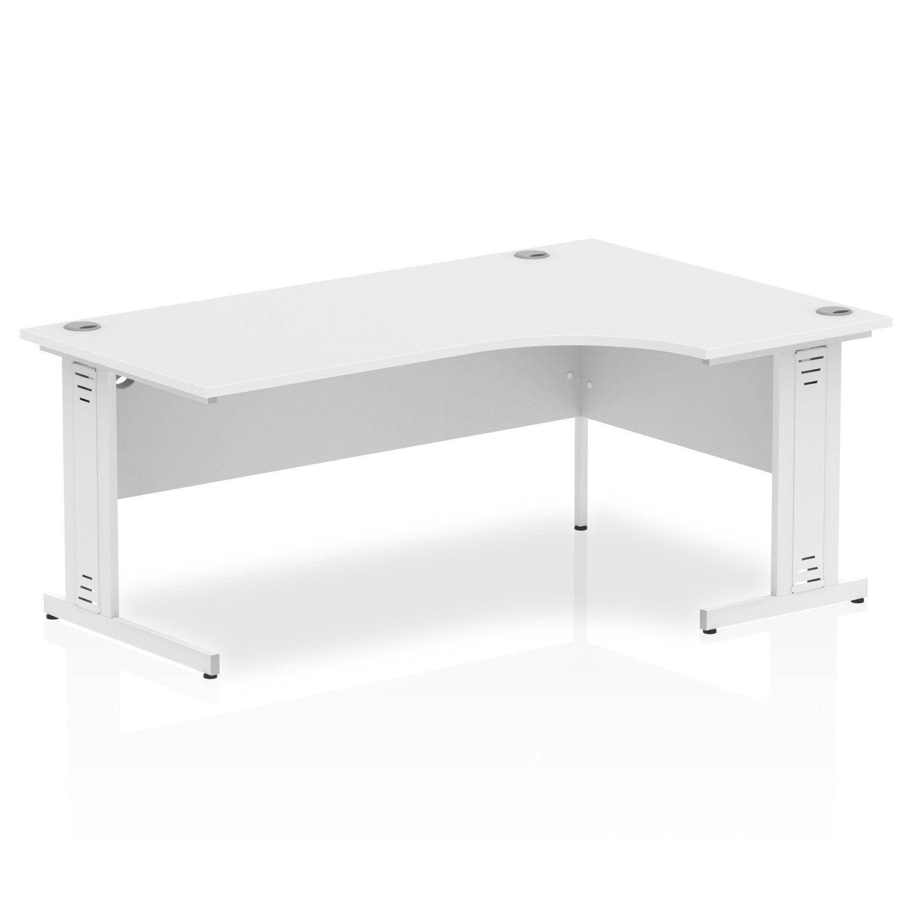 Impulse Contract Right Hand Crescent Cable Managed Leg Desk W1800 x D1200 x H730mm White Finish/White Frame - I002399 DD