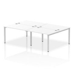 Impulse Back-to-Back 4 Person Bench Desk W1200 x D1600 x H730mm With Cable Ports White Finish Silver Frame - IB00141 DD