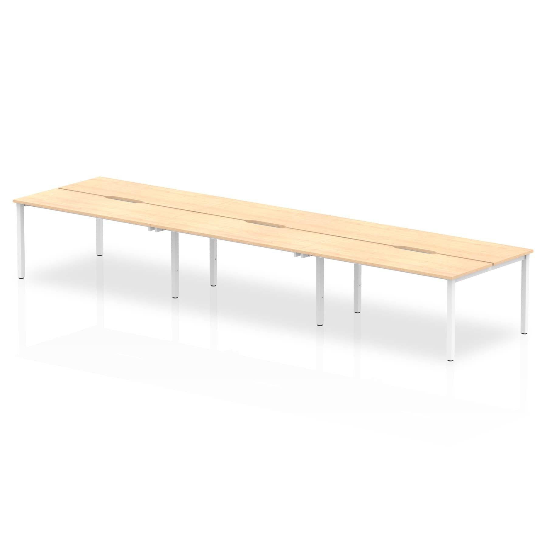 Evolve Plus 1400mm Back to Back 6 Person Desk Maple Top White Frame BE274 DD