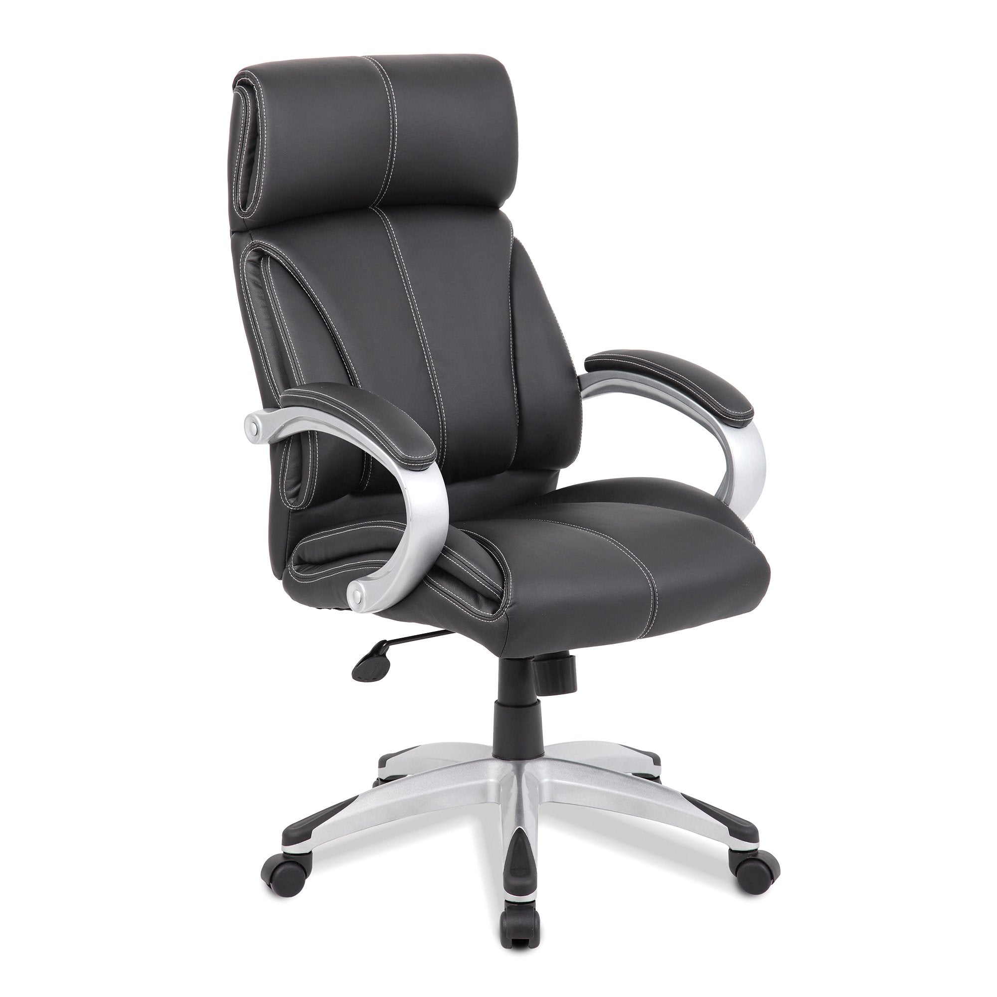 Nautilus Designs Cloud High Back Leather Faced Executive Office Chair With Fixed Arms Black - BCL/C335/BK DD