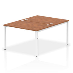 Impulse Back-to-Back 2 Person Bench Desk W1200 x D1600 x H730mm With Cable Ports Walnut Finish White Frame - IB00110 DD