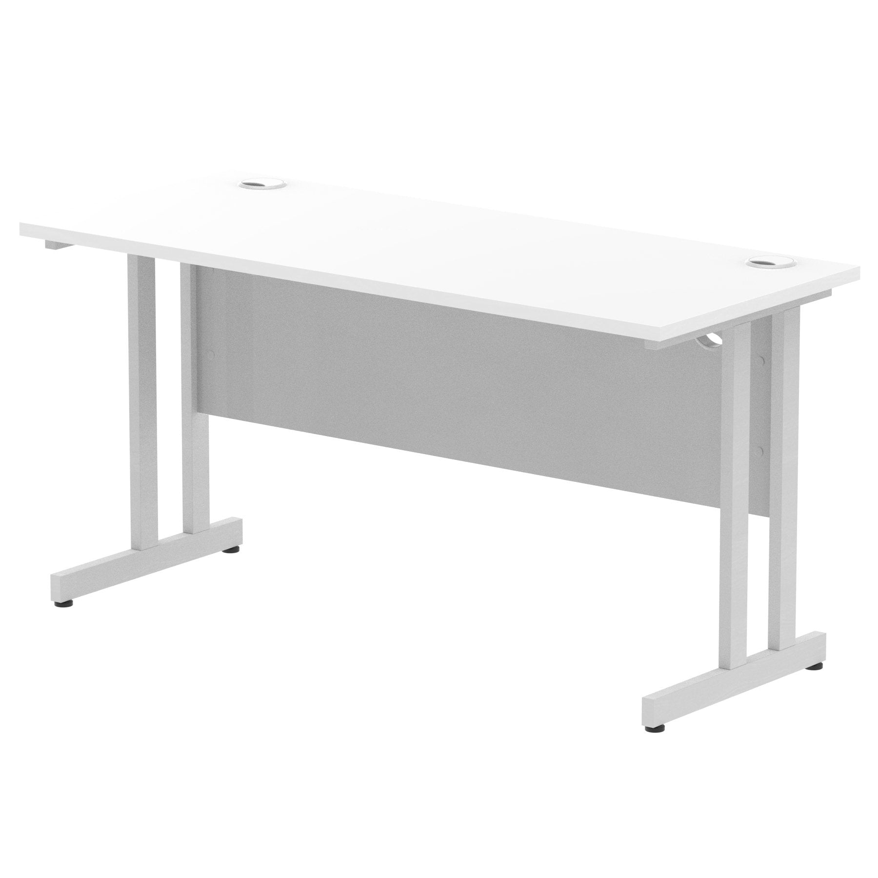 Impulse 1400 x 600mm Straight Desk White Top Silver Cantilever Leg MI002197 DD
