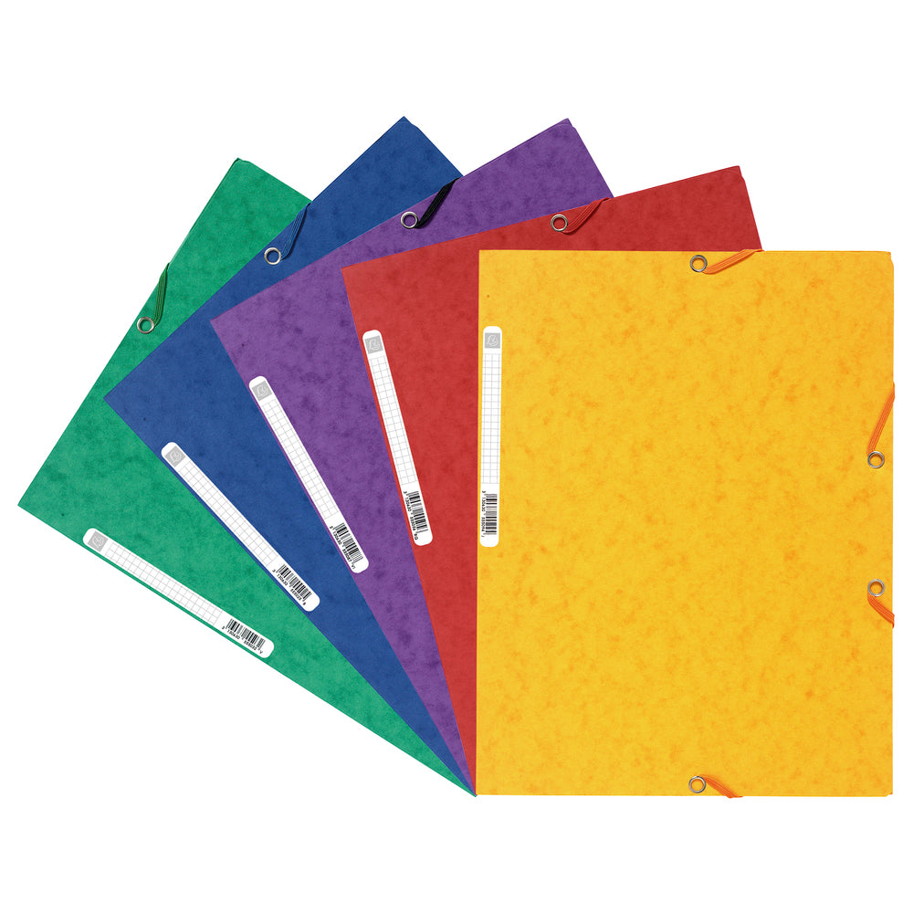 Europa 3 Flap Folder Manilla 240x320mm Elasticated 400gsm Assorted (Pack 10) - 55515E