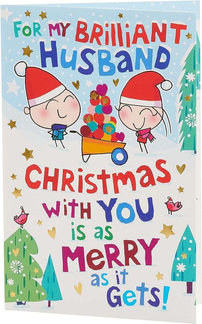 Cartoon Couple and Scene Christmas Card