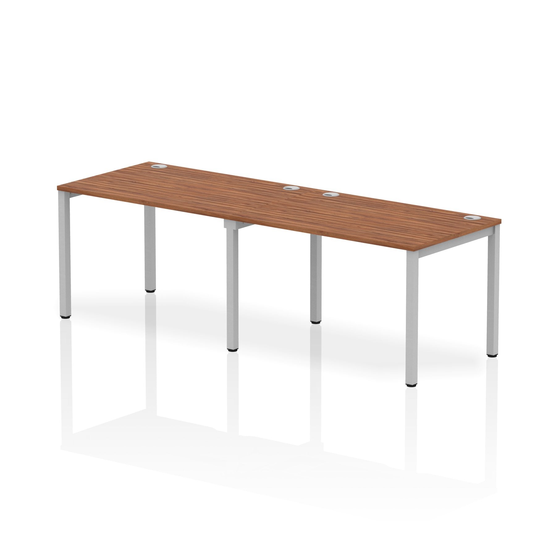 Impulse Single Row 2 Person Bench Desk W1200 x D800 x H730mm Walnut Finish Silver Frame - IB00284 DD