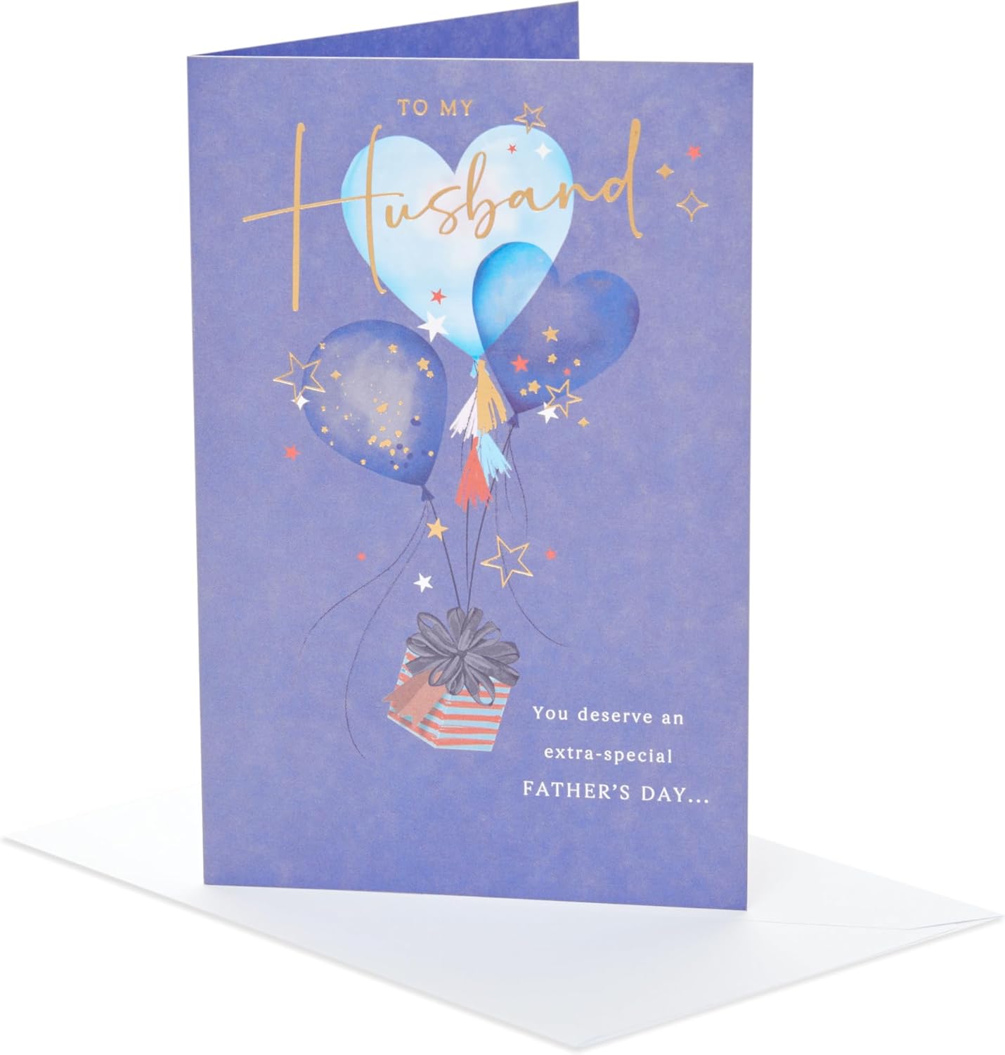 Romantic Father’s Day Card for Husband – Gift and Heart Balloons Design