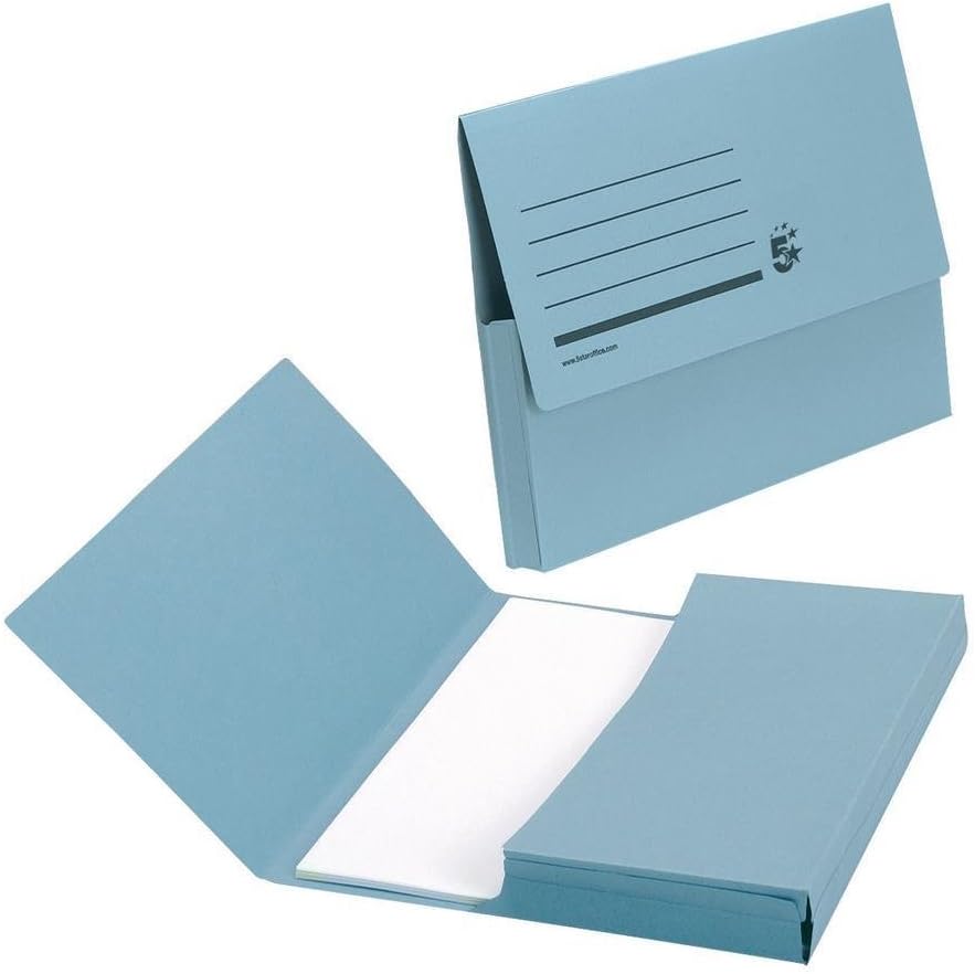5 Star Document Wallet Half Flap 285gsm Capacity 32mm A4 Blue