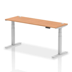 Dynamic Air 1800 x 600mm Height Adjustable Desk Oak Top Cable Ports Silver Leg HA01140 DD