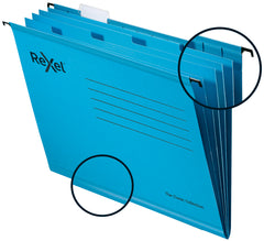 Rexel Classic A4 Suspension File Card 15mm V Base Blue (Pack 10) 2115595 DD