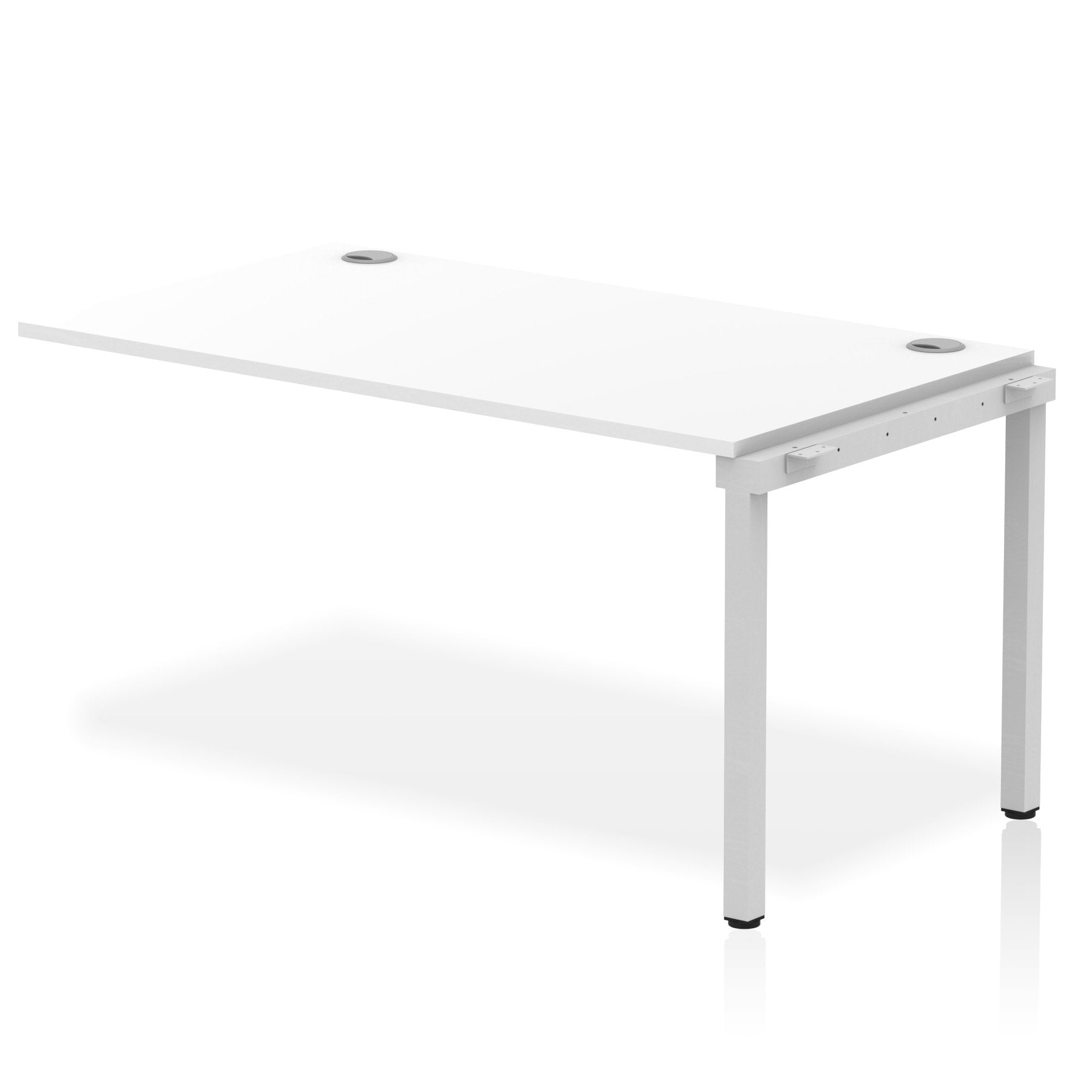 Impulse Single Row Bench Desk Extension Kit W1400 x D800 x H730mm White Finish Silver Frame - IB00369 DD