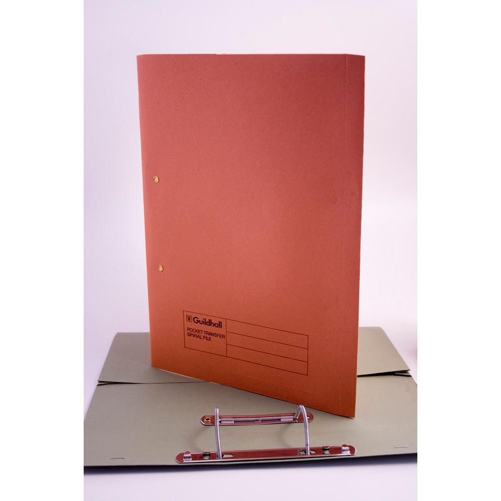 Guildhall Transfer Spring Transfer Pocket File Manilla Foolscap 315gsm Orange (Pack 25) - 349-ORGZ