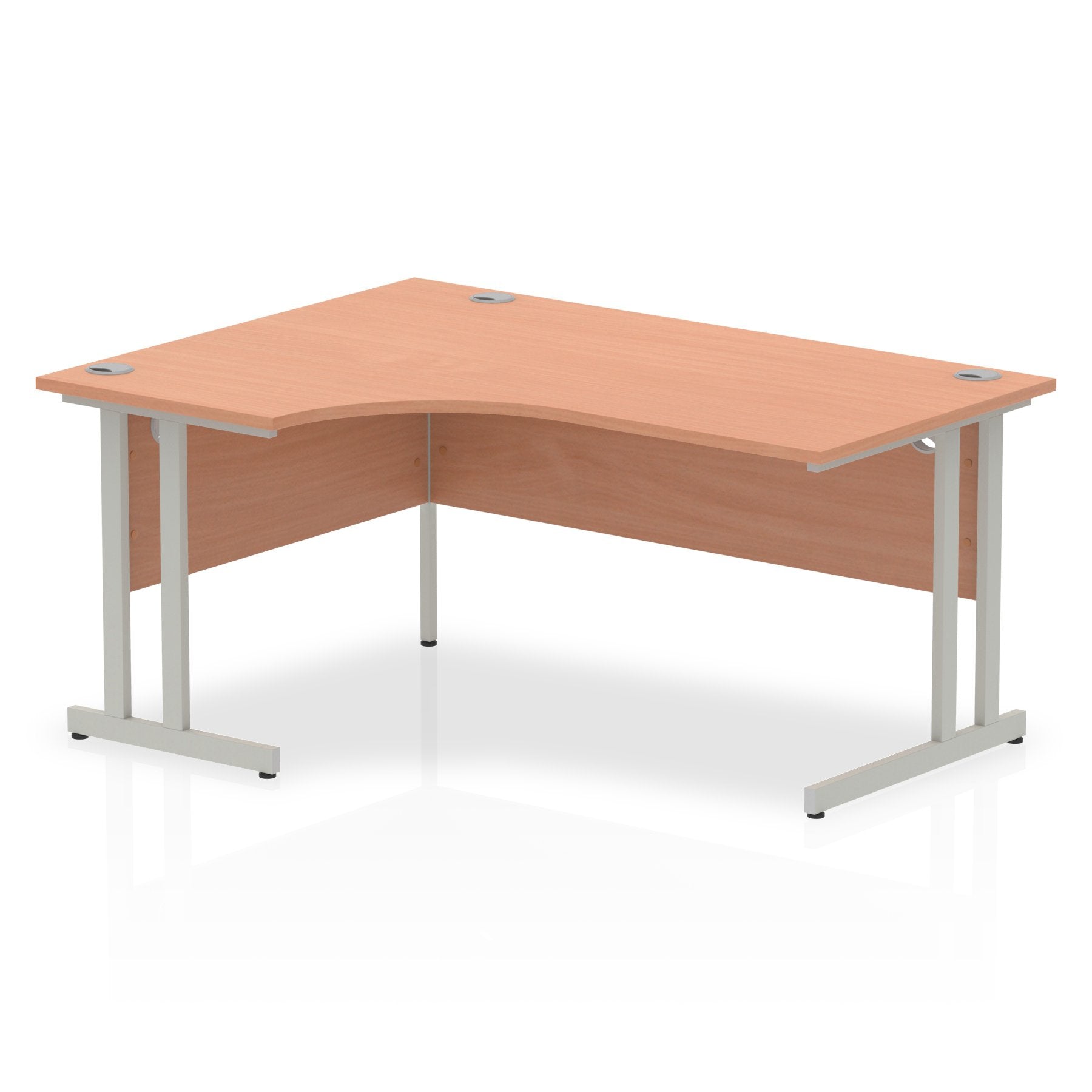 Impulse 1600mm Left Crescent Desk Beech Top Silver Cantilever Leg I000299 DD